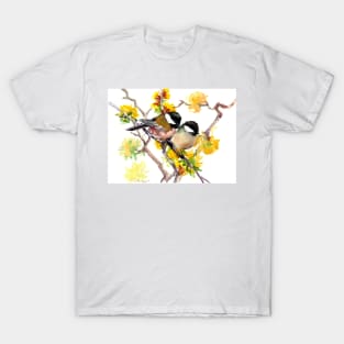 Birds in The Spring, Beutiful Cute bird art, design T-Shirt